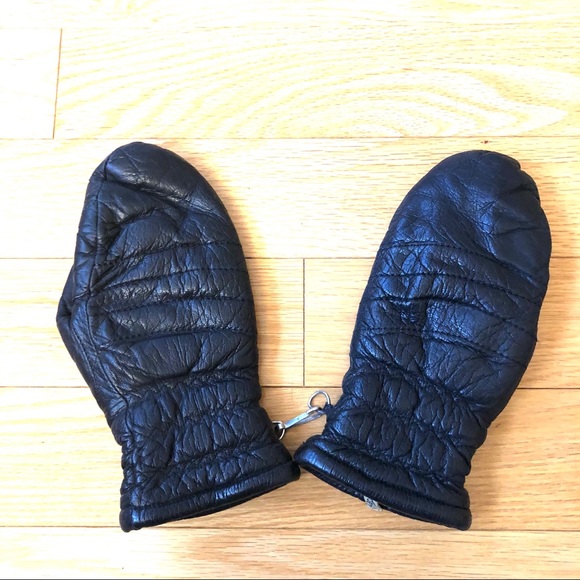 Vintage leather ski mittens w/ wool lining - Picture 2 of 3